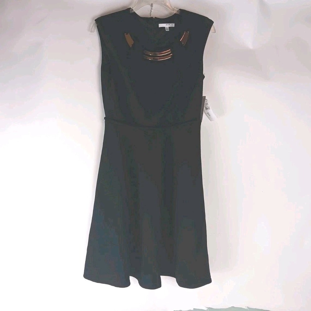 Studio One New York Black  Sleeveless Gold-tone Necklace Dress Size 6